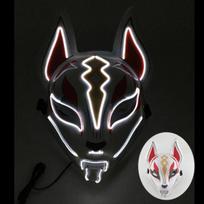 LED Fox Mask Neon Light Up Japanese Kitsune Mask for Halloween Cosplay Party Rave Festival Costume Glowing EL Wire Masque 3 Large balta