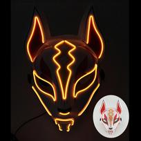 LED Fox Mask Neon Light Up Japanese Kitsune Mask for Halloween Cosplay Party Rave Festival Costume Glowing EL Wire Masque 3 Large oranžinė