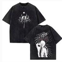 Anime Tokyo Ghoul Kaneki Ken Cool Graphic T-shirt Vintage Washed T Shirt Men Women Clothing 100% Cotton Short Sleeve Tees L black