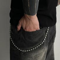 IngeSight.Z Hip Hop Minimalist Metal Sphere Chain Keychain Men Vintage Punk Silver Color Pant Chain Decoration Jewelry Accessory black