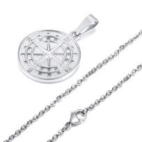 Gold Mens Compass Necklaces,Vintage Viking North Star Anchor Medal,Stainless Steel Pendant for Male Boyfriend Dad Gift 60cm white
