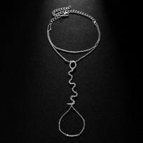 Charm Shining Rhinestone Snake Shaped Bracelets for Women Ladies Classic Fine Chains Finger Ring Bracelets Jewelry Accessories black