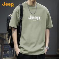 Jeep Men's Solid Color Cotton Loose Fit Short Sleeve T-Shirt M gray