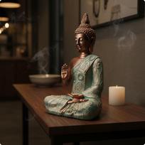 Buddha Statue Southeast Asian Design Figurine Creative Gift Tranquil Decor black
