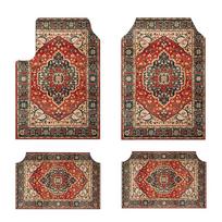 4Pcs/Set Bohemian Car Floor Mats Heavy Duty Rubber Back Car Floor Protector Rugs Car Decoration Car Carpet for Front Rear Seats beige