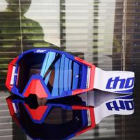 Thor akiniai lauko motociklo sporto važiavimo šalmo akiniai vėjui atsparūs akiniai UV apsauga Red and blue frame-Blue f