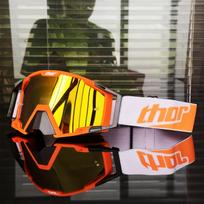 Thor akiniai lauko motociklo sporto važiavimo šalmo akiniai vėjui atsparūs akiniai UV apsauga Black and red frame with orange