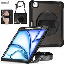 For IPad Air 4 5 10.9 Mini 6 Pro 11 12.9 13 Inch M2 M4 2022 2024 Tablet Case Rotating Hand Strap Stand Shockproof PC Armor Cover IPad Pro 13 inch M4