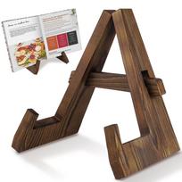 Wooden Cookbook Stand Space Saving Adjustable Recipe Book Holder Multifunctional Desktop Reading Stand for Kitchen Household šviesiai pilka spalva