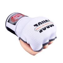 Gel Half-Finger Boxing Gloves Muay Thai Kickboxing Training With Hand Wrap Bandages Unisex S L Small white