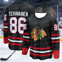 Čikagos ledo ritulio marškinėliai Blackhawks juodi ilgomis rankovėmis sportiniai drabužiai komandos uniforma ledo ritulio gerbėjams diena ir dovana šeimos derinimas XL