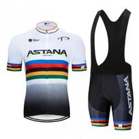 ASTANA Cycling Jersey Shorts Set Breathable Quick-Dry Compression Kit Road Mountain Biking Use M black