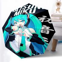 Printed Hatsune MikuPrinted Folding Umbrella,Outdoor,Leisure,And Travel Umbrella,Durable Umbrella Fabric,Birthday And Holiday Gift Three-fold umbrella blue