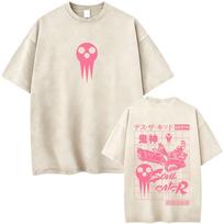 Washed Vintage Anime Soul Eater Tshirt Retro Manga Black Star Graphic T Shirt Men Women Fashion Casual Oversized Tshirts Tops XL white
