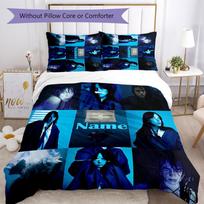 3pcs Custom Name Billie Eilish Bedding Set Duvet Cover Closure Includes 1 Duvet Cover & 2 Pillowcases for All Seasons Bedroom Decor 135cmx200cm white