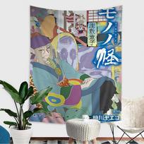 Mononoke Kusuriuri Anime Tapestry Indian Buddha Wall Decoration Witchcraft Bohemian Hippie Wall Hanging Sheets 74x94cm(29x37in) gray