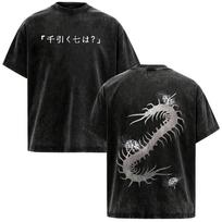 Vintage Washed Anime Tokyo Ghoul Ken Kaneki Spider Lily T Shirts Men Women Clothing Fashion Casual Cotton Oversized T-shirt Tops S black