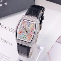 Fashionable Full-Starry Sky Barrel-Shaped Large Dial Franck Europe & America Quartz Women's Watch gray