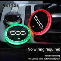 Car Cup Holder LED JRTJD45 Light Car Cup Pad Colorful Light Coaster Accessories For Abarth 500 595 124 Becquet Fiat Punto Ducato Palio red