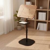 Knygų stovas su reguliuojamu aukščiu, rankų, grindų skaitymui, medinė laikiklio bazė Wood_S brown