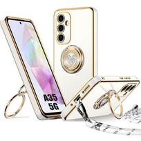 Protective case - BOOLING - for Samsung Galaxy A35 5G - Soft silicone - Anti-scratch - Cord with heart ring balta