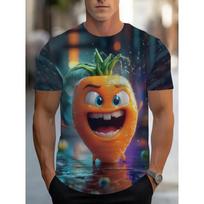 Men's Casual T-Shirt With Vibrant Carrot Character Graphic Summer Regular Fit Short Sleeve Round Neck Tee Shirts Top Streetwear 6XL black