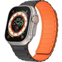 Silicone Band for Apple Watch 1/2/3/4/5/6/7/8/9/10/11/SE Ultra 1/2/3 42/44/45/46/49mm, Black/Orange white
