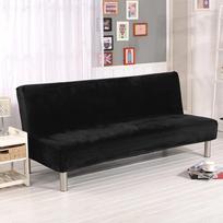 Bed Plush Velvet Sofa Armless Cover Folding Seat Slipcover Modern Stretch Sofa Bed Covers Elastic Couch Protector Home Hotel Matches the image,Z Size 150-185 cm white