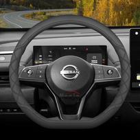 Leather Car Steering Wheel Cover for Nissan Xtrail Kicks Qashqai Rogue Juke Sentra N7   2024 2025 2026 Accessories juoda