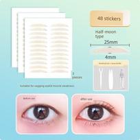 [Sticky Lace When Exposed to Water] Double Eyelid Stickers Lace Mesh Super Sticky Invisible Nature Non-Reflective Breathable Glue-Free [Experience] Half-Moon Type 48 Stickers gray