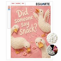 Relaxing DIY Pearl Painting Kit Framed with Funny Ducks Snack Design 5D Sparkling Bead Canvas Craft for Girls Bedroom Decor Gift 30x40 With frame pink