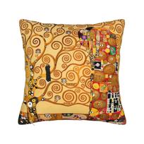 Gustav Klimt Flower Garden Square Pillow Cases Sunflowers Art Nouveau Cushion Covers Zipper Decor Throw Pillow Case Cover Peach skin 18*18(CM)-1Pcs beige