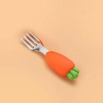 1pc-Carrot shaped 304 stainless steel with cute carrot shaped fork, reusable tableware beige