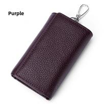 Leather Key Organizer With Multi Fold Design And Premium Leather Material For Men And Women violetinė
