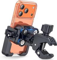 Anti-Vibration Motorcycle Phone Mount, Bike Holder [Camera Friendly] E-Bike Handlebar with Secure Lock for Scooter/Bicycle/ATV Fit 4.7-7'' Phone orange