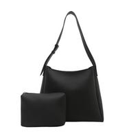 Large Capacity Tote Bag with Adjustable Shoulder Strap and Detachable Inner Pouch Soft Faux Leather Material Lightweight Durable Design One Size black