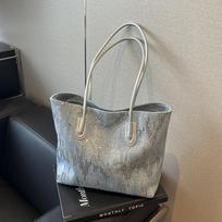 Fashion large-capacity tote bag women's  new simple casual shoulder bag denim women's bag