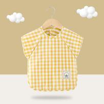 Waterproof Plaid Baby Bib and Coverall: Unisex, Dirt-Proof Eating Apron for Toddlers in Kindergarten 110 (100-110 cm) beige