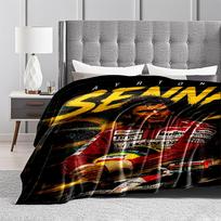 Ayrton Senna Racing Legend Design Flannel blanket for bedroom, living room, sofa, and nap 150x180cm(59*70in) gray