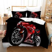 Dirt Bike Bedding Set Comic Brushed Polyester Duvet Cover Set King Queen Twin Double Single Size for Kid Boys Bedroom Decoration EU Single 135*200cm/53x79in 3pcs brown