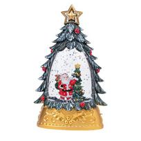 Kalėdinis Sniego Gaublio Žibintas Apšviestas Santa Klausas ir Kalėdų Eglutės Scena Žėrintis Vanduo Sniego Gaublio Dekoracija Namų Staliniam Dekorui A