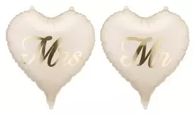 Party Deco Širdies formos folijos balionas „Mr & Mrs“, 35 cm