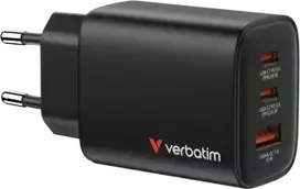 Verbatim Essentials kelioninis įkroviklis | 65W | GaN | USB-C, USB-A | juodas