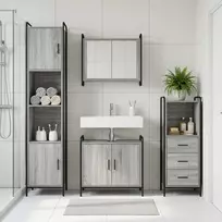 Vonios spintos komplektas 4 vnt. Pilka Sonoma 40 x 36 x 181 cm