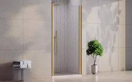 Dušo durys Besco Sinco, Brushed Gold, 80 x 195 cm