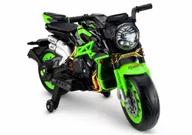 Elektrinis motociklas vaikams XW-07 su šviečiančiais ratais LED, žalias