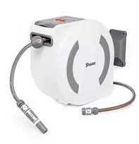 Elektroninė automatinė žarnos ritė Bradas Baltas LINE su laistymo žarna 1/2" 30m