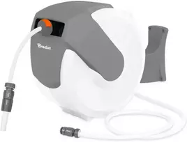 Automatinė žarnos ritė Bradas Baltas LINE su laistymo žarna 1/2" 25m ir priedais