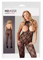 No:xqse nėriniuota kūno kojinė atvira krūtine, juoda, XL-XXL