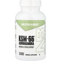 NutraBio, KSM-66®, Ashwagandha , 90 kapsulių
